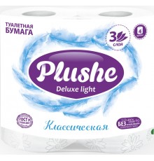 Туалетная бумага Plushe Deluxe Light трехслойная Белая (4 шт)