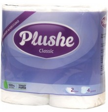 Туалетная бумага Plushe Classic двухслойная Белая (4 шт)