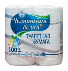Туалетная бумага Челнинская белая двухслойная (4 шт)