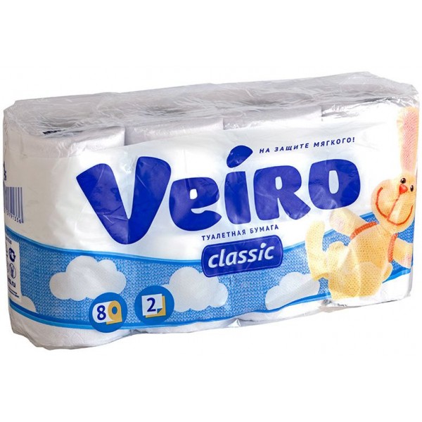 Туалетная бумага Veiro Classic двухслойная (8 шт) Туалетная бумага Veiro Classic двухслойная (8 шт)
