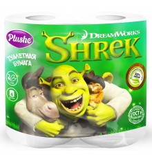 Туалетная бумага Plushe Shrek двухслойная Белая (4 шт)