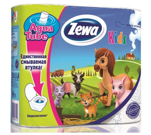 Туалетная бумага Zewa Deluxe трехслойная Kids (4 шт)