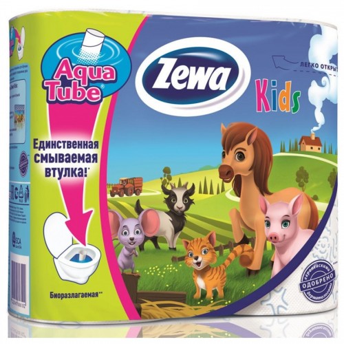 Туалетная бумага Zewa Deluxe трехслойная Kids (4 шт)