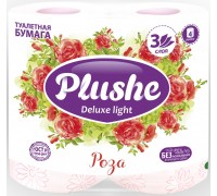 Туалетная бумага Plushe Deluxe Light трехслойная Роза (4 шт)
