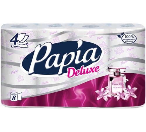 Туалетная бумага Papia Deluxe Dolce Vita четырехслойная (8 шт)