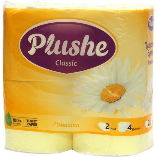 Туалетная бумага Plushe Classic двухслойная Ромашка (4 шт)