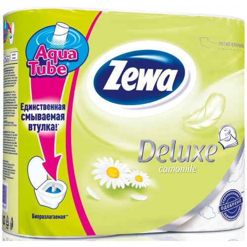 Туалетная бумага Zewa Deluxe трехслойная Ромашка (4 шт)