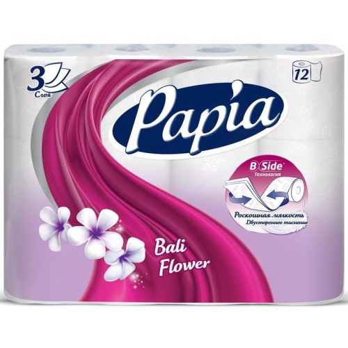 Туалетная бумага Papia Балийский цветок трёхслойная (12 шт)
