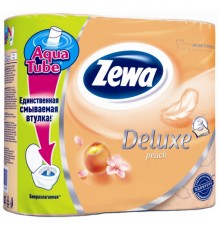 Туалетная бумага Zewa Deluxe трехслойная Персик (4 шт)