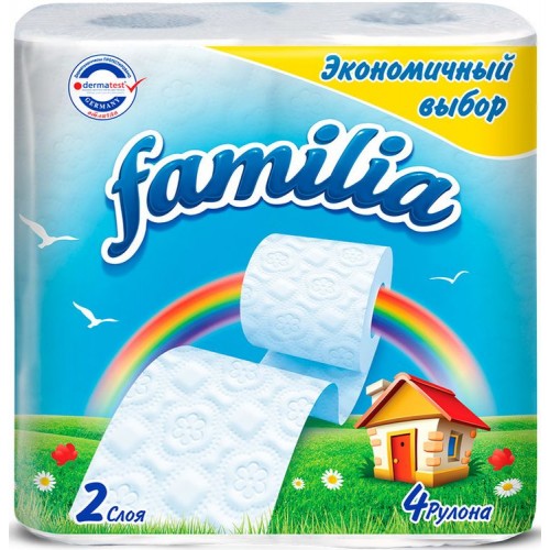 Туалетная бумага Familia Plus Радуга двухслойная (4 шт)