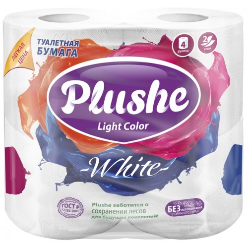Туалетная бумага Plushe Light Color Pink-White-Orange двухслойная (4 шт)