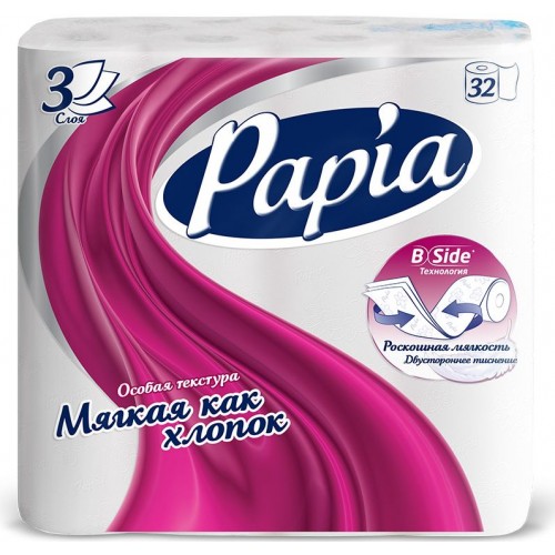 Туалетная бумага Papia Белая трехслойная (32 шт)
