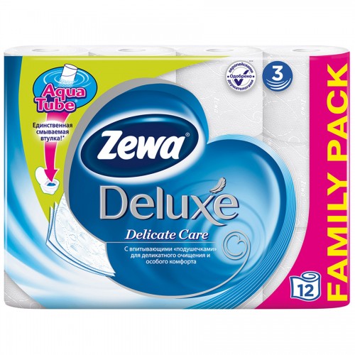 Туалетная бумага Zewa Deluxe трехслойная Белая (12 шт)