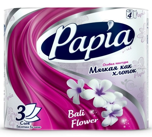 Туалетная бумага Papia Bali Flower трехслойная (4 шт)