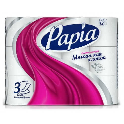Туалетная бумага Papia Белая трехслойная (12 шт)