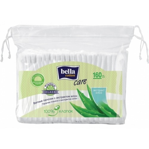 Ватные палочки Bella Coton Care с экстрактом алоэ в пакете (160 шт)