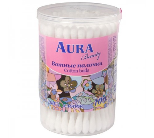 Ватные палочки Aura Beauty Cotton Buds в стакане (100 шт)