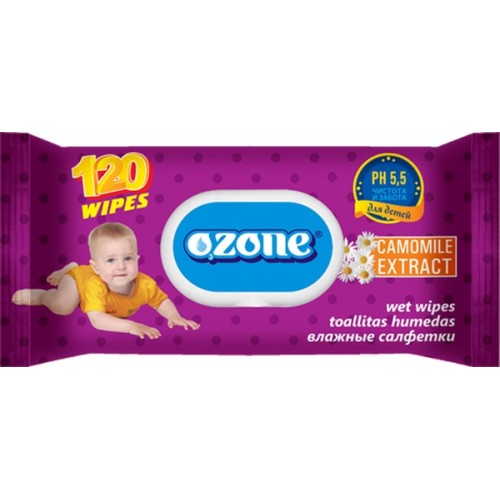 Влажные салфетки детские Ozone С ароматом ромашки (120 шт)