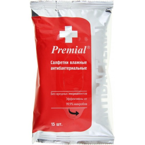 Влажные салфетки Premial Антибактериальные (15 шт)
