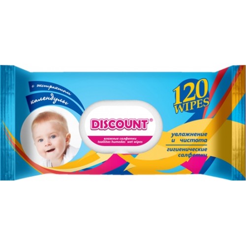 Влажные салфетки детские Discount Календула (120 шт)