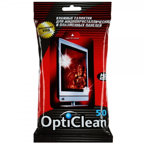 Влажные салфетки OptiClean Для Ж/К и плазмы (50 шт) Влажные салфетки OptiClean Для Ж/К и плазмы (50 шт)