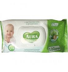 Влажные салфетки Aura Детские Ultra Comfort Экстракт Алоэ и витамин Е (120 шт)