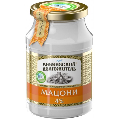 Мацони Кавказский долгожитель 4% (900 гр) ст/б