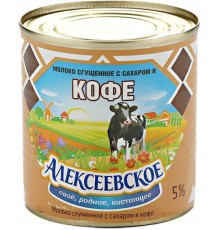 Молоко сгущенное Алексеевское с сахаром и кофе 5% (360 гр) ж/б