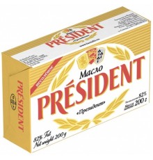 Масло сливочное President Традиционное 82% (200 гр)
