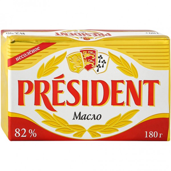 Масло сливочное President 82% (180 гр) Масло сливочное President 82% (180 гр)