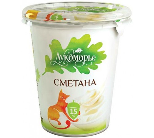 Сметана Лукоморье 15% (350 гр) стакан