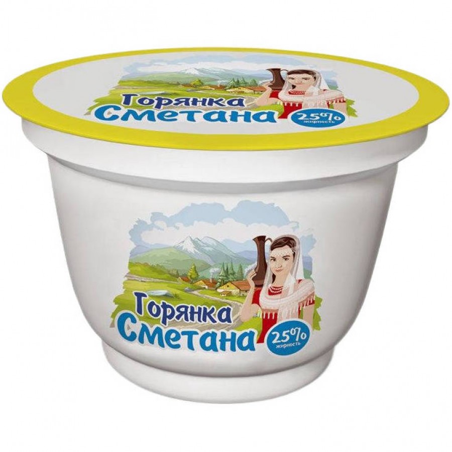 Сметанный продукт Горянка 25% (200 гр) пл/стакан