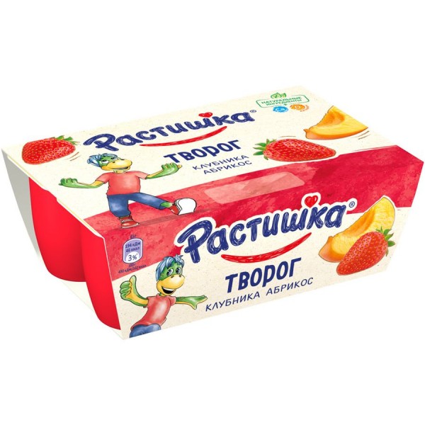 Творог Растишка Клубника-Абрикос 3.5% (6*45 гр)