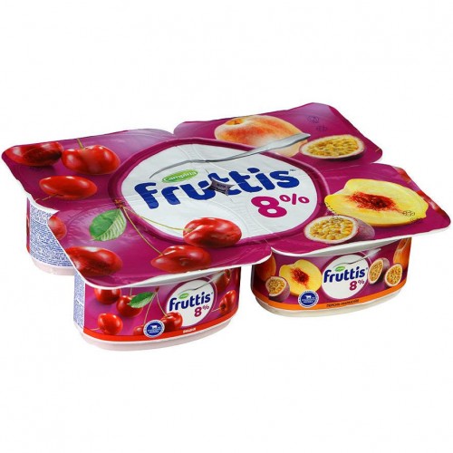 Йогурт Fruttis Суперэкстра Вишня/Персик-Маракуйя 8% (115 гр)