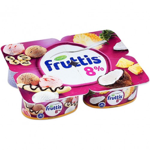 Йогурт Fruttis Суперэкстра Банана-сплит/Пинаколада 8% (115 гр)