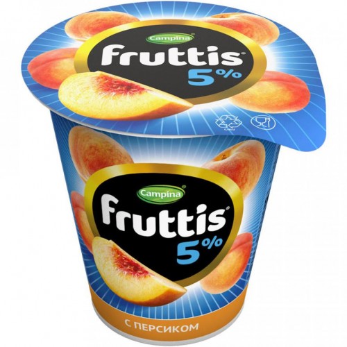 Йогурт Fruttis Сливочное лакомство Персик 5% (290 гр)