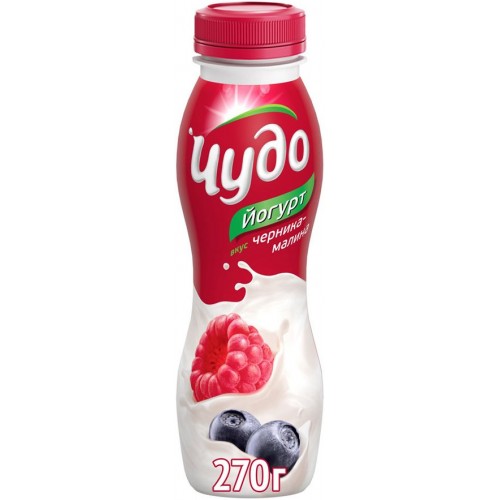 Йогурт Чудо питьевой Черника-Малина 2.4% (270 гр)