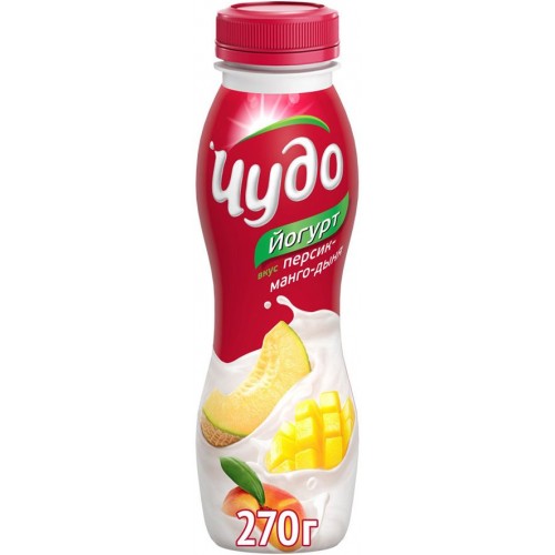 Йогурт Чудо питьевой Персик-Манго-Дыня 2.4% (270 гр)