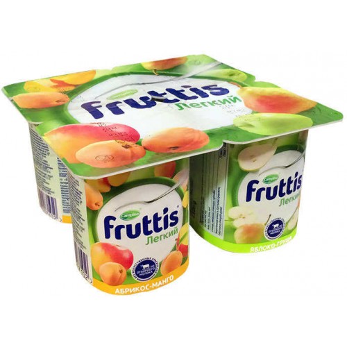 Йогурт Fruttis Легкий 0.1% Абрикос-Манго/Яблоко-Груша (110 гр)