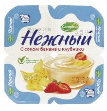 Йогуртный продукт Нежный с соком банана и клубники 1.2% (100 гр)