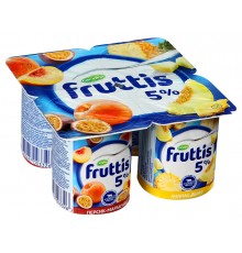 Йогурт Fruttis Сливочное лакомство 5% Персик-Маракуйя/Ананас-Дыня (115 гр)