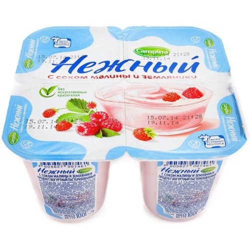 Йогуртный продукт Нежный с соком малины и земляники 1.2% (100 гр)