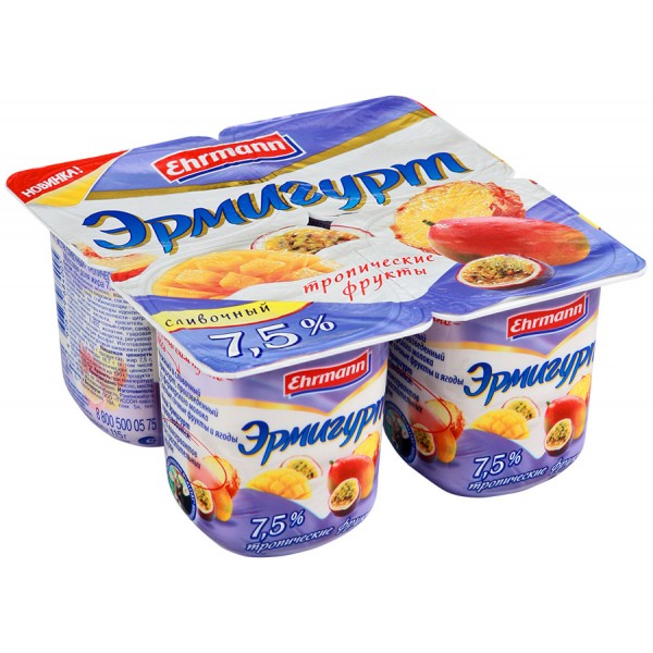 Йогурт Эрмигурт сливочный Тропические фрукты 7.5% (115 гр) Йогурт Эрмигурт сливочный Тропические фрукты 7.5% (115 гр)