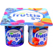 Йогурт Fruttis Сливочное лакомство 5% Малина-Черника/Абрикос-Манго (115 гр)