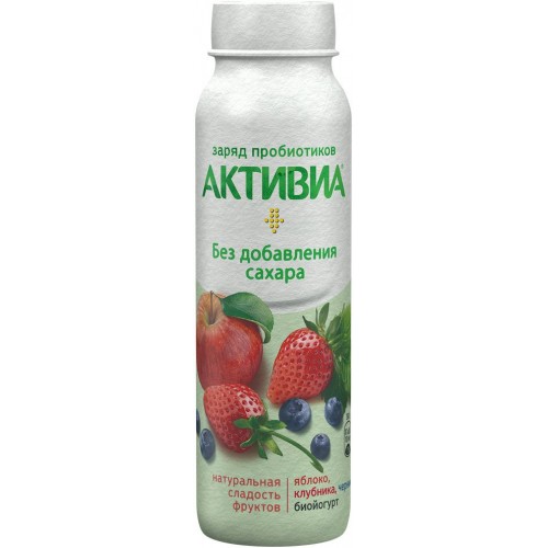 Йогурт питьевой Активиа Яблоко-Клубника-Черника (260 гр)