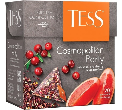 Чай травяной Tess Cosmopolitan Party Гибискус, клюква, грейпфрут (20*1.8 гр)