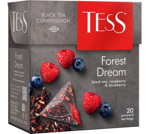 Чай черный Tess Forest Dream с ароматом малины и черники (20*1.8 гр)