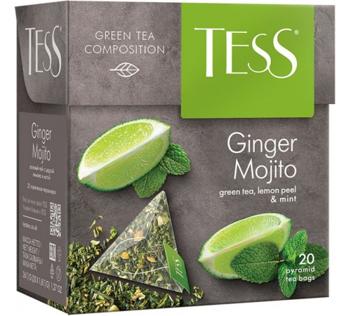 Чай зеленый Tess Ginger Mojito Цедра лимона и мята (20*1.8 гр)