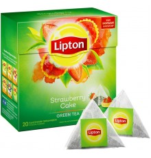 Чай зеленый Lipton Strawberry Cake Клубничное пирожное (20*1.4 гр)