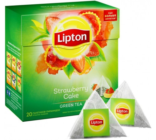 Чай зеленый Lipton Strawberry Cake Клубничное пирожное (20*1.4 гр)